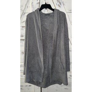 Barefoot Dreams CozyChic Ultra Lite Hooded Seashore Cardigan Large L Dk Gray